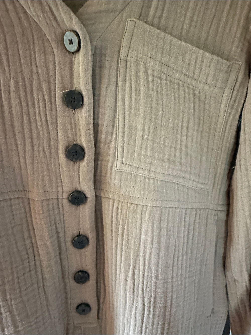 Madewell Long-Sleeve Button-Front Jumpsuit in Taupe - Picture 3 of 4